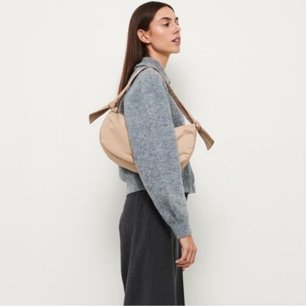 HVISK Moon Shoulder Bag - Beige Textured Knot Detail Shoulder Bag